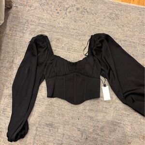 ASTR Black Satin Blouse